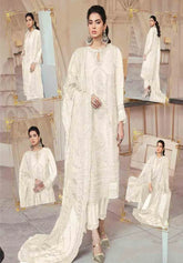 Mushaq White Embroidered Net